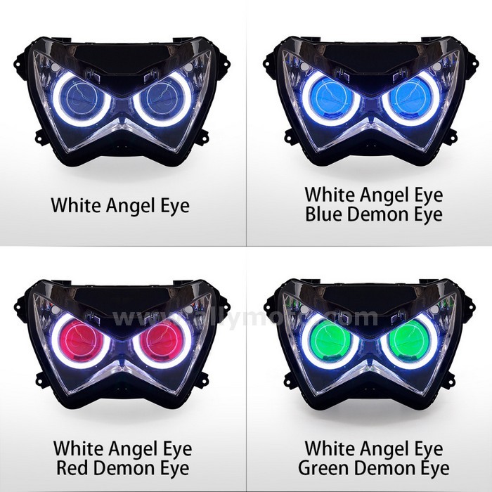 003 Front Headlight Kawasaki Z300 2015-2016 Z250 2013-2015 Hid Frontlamp Angel Halos Demon Eye